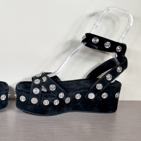 Alexander Wang Sandrah Studded Platform Sandal Black Suede Womens Size 10.5/40.5 - Picture 8 of 12